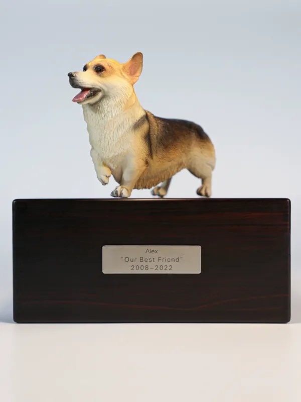 High-Quality Dog Sculpture Wooden Urn