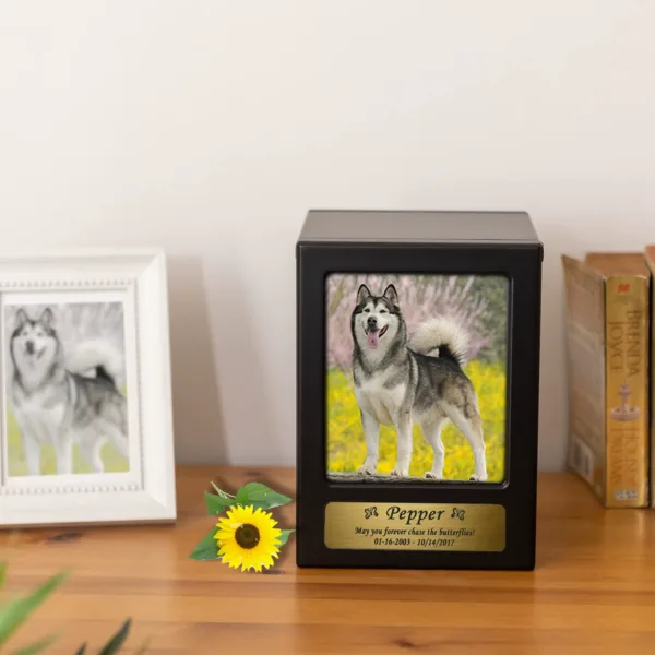 Wooden Dog Urn