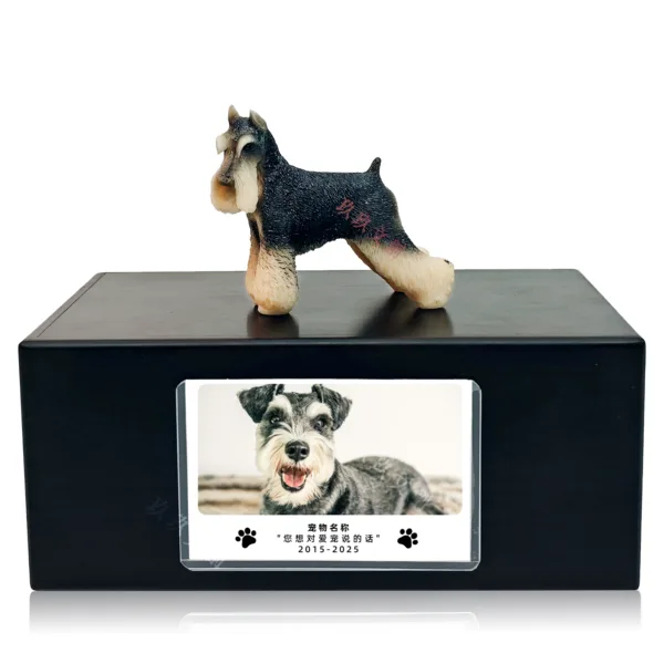 Yorkshire Dog Sculpture Urn With Picture