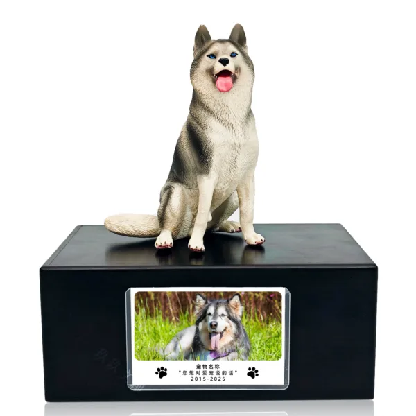 Dog Sculpture Urn With Picture