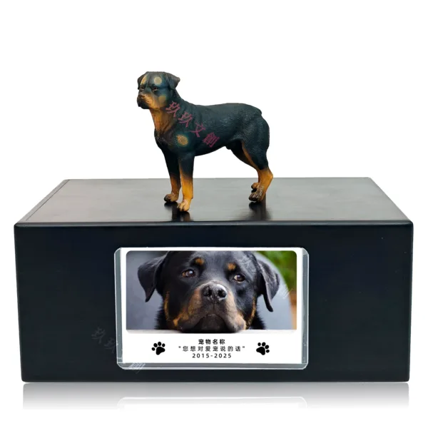 German Shepherd Dog Sculpture Urn With Picture