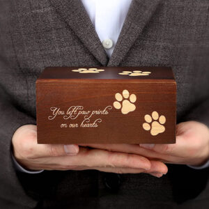 Wooden Paw Print Dog Urn
