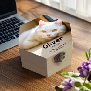 Urns For Cat Wooden Ashes With Picture