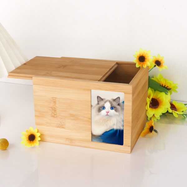 Environmentally Friendly Wooden Cat Urn With Photo