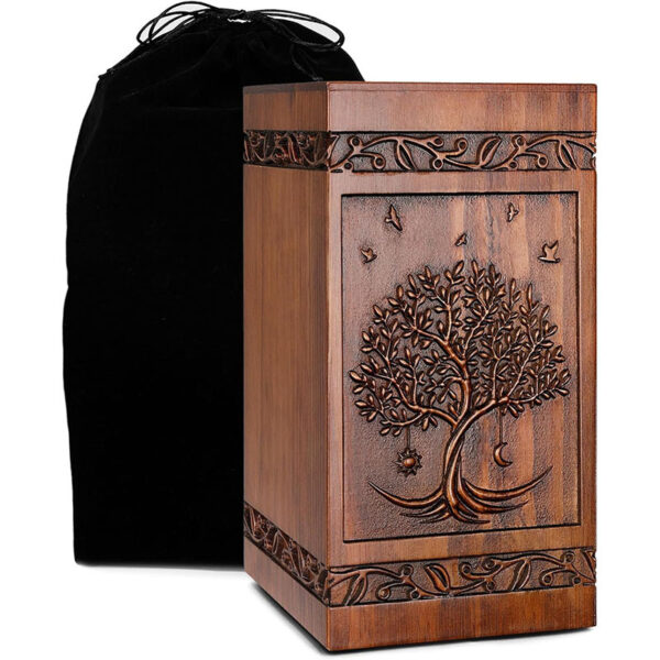 Hand-Carved Personalized Wooden Cat Urn